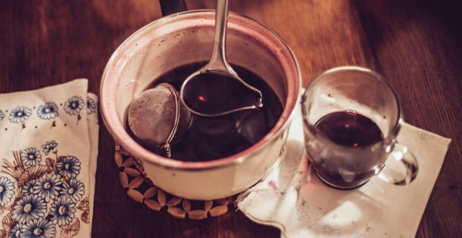 mulled wine winter cocktail at your table